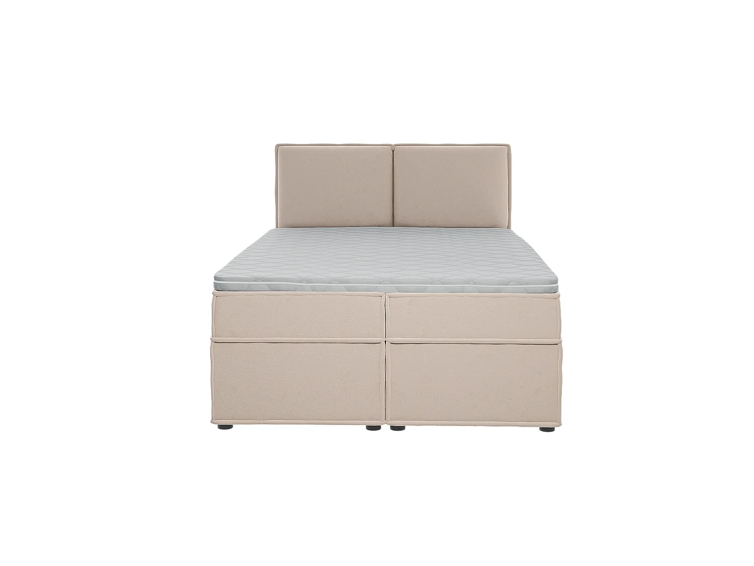 Dexter - Modernes Boxspringbett 140x200 mit Topper und Bettkästen aus Beige Luxusmicrofaser