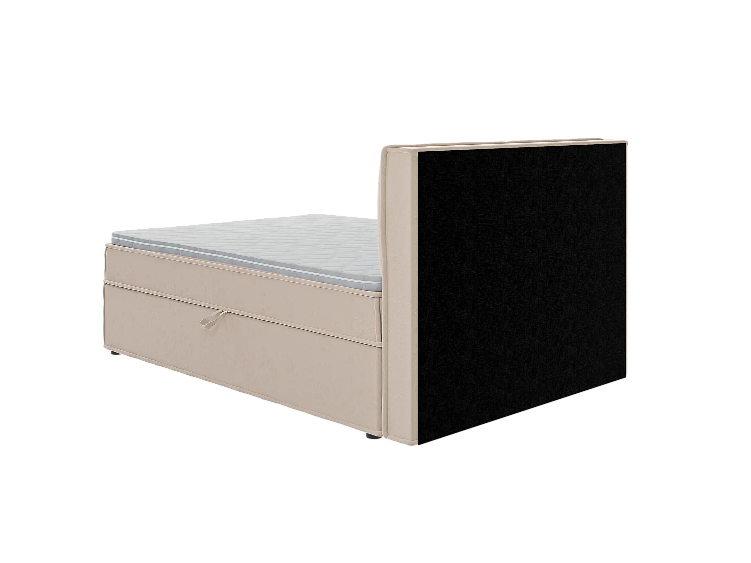 Dexter - Modernes Boxspringbett 140x200 mit Topper und Bettkästen aus Beige Luxusmicrofaser