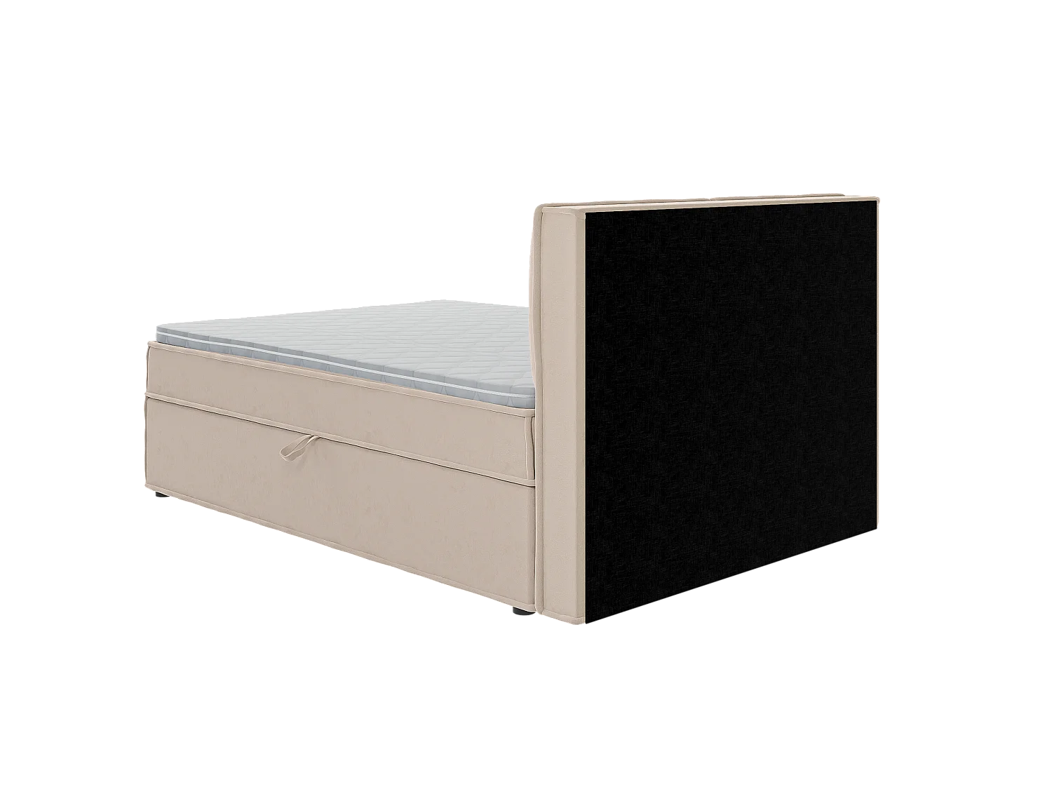 Dexter - Modernes Boxspringbett 140x200 mit Topper und Bettkästen aus Beige Luxusmicrofaser