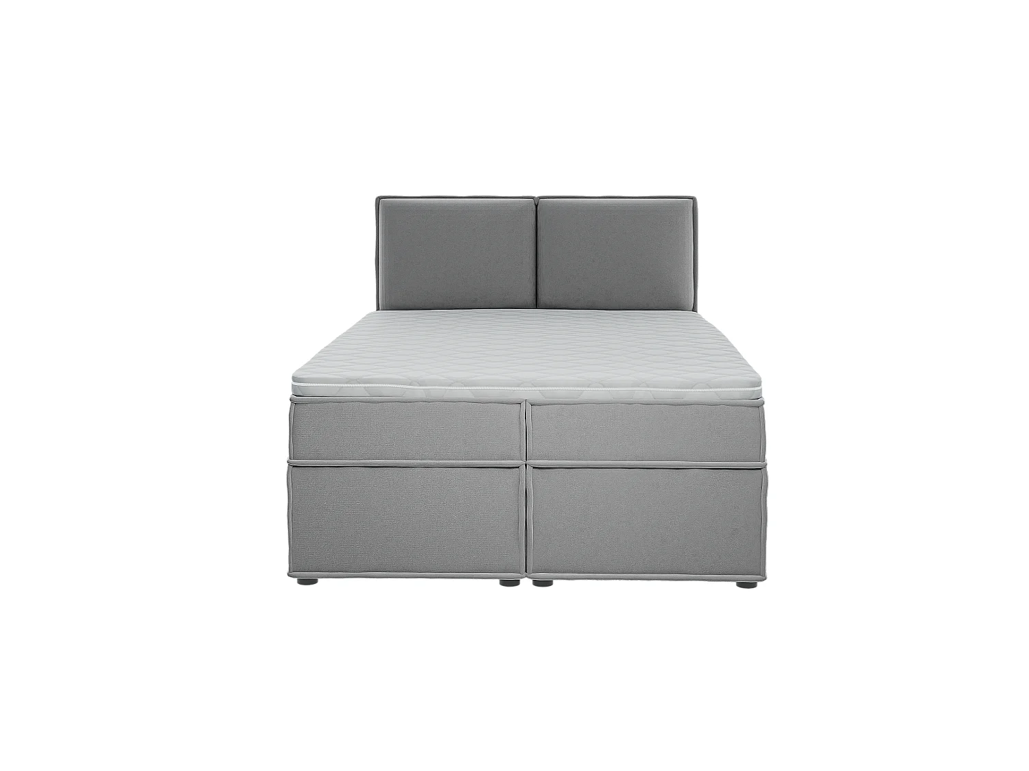 Dexter - Modernes Boxspringbett 140x200 mit Topper und Bettkästen aus Grau Luxusmicrofaser