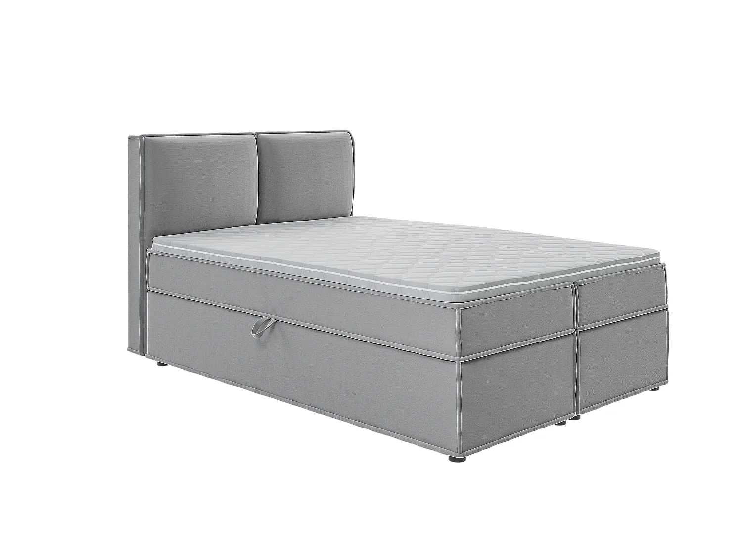 Dexter - Modernes Boxspringbett 140x200 mit Topper und Bettkästen aus Grau Luxusmicrofaser