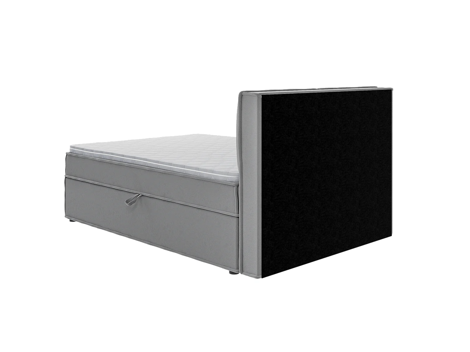 Dexter - Modernes Boxspringbett 140x200 mit Topper und Bettkästen aus Grau Luxusmicrofaser