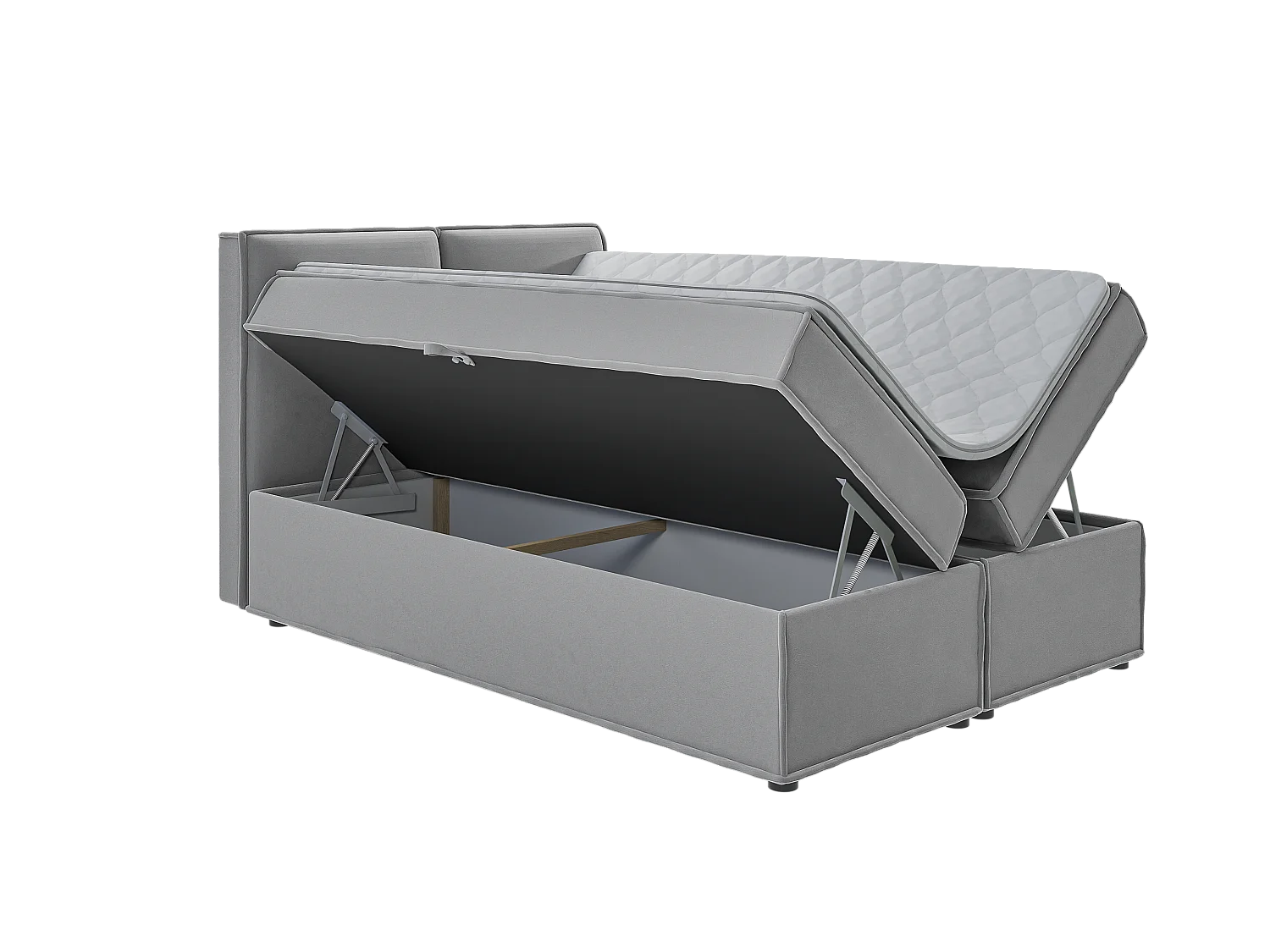 Dexter - Modernes Boxspringbett 140x200 mit Topper und Bettkästen aus Grau Luxusmicrofaser