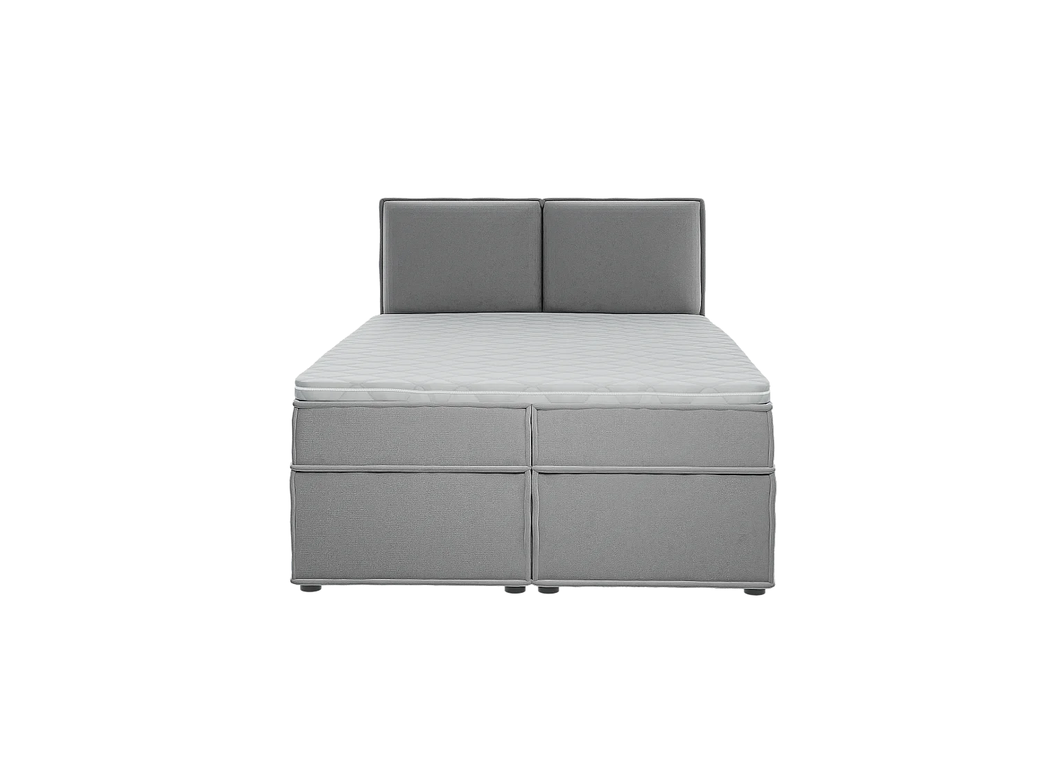 Dexter - Modernes Boxspringbett 140x200 mit Topper und Bettkästen aus Grau Luxusmicrofaser
