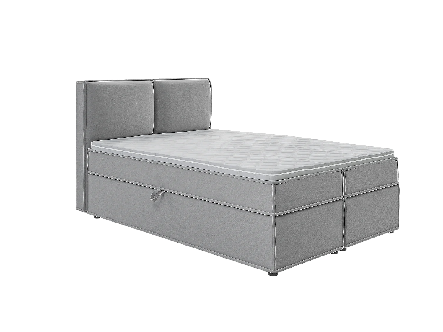 Dexter - Modernes Boxspringbett 140x200 mit Topper und Bettkästen aus Grau Luxusmicrofaser