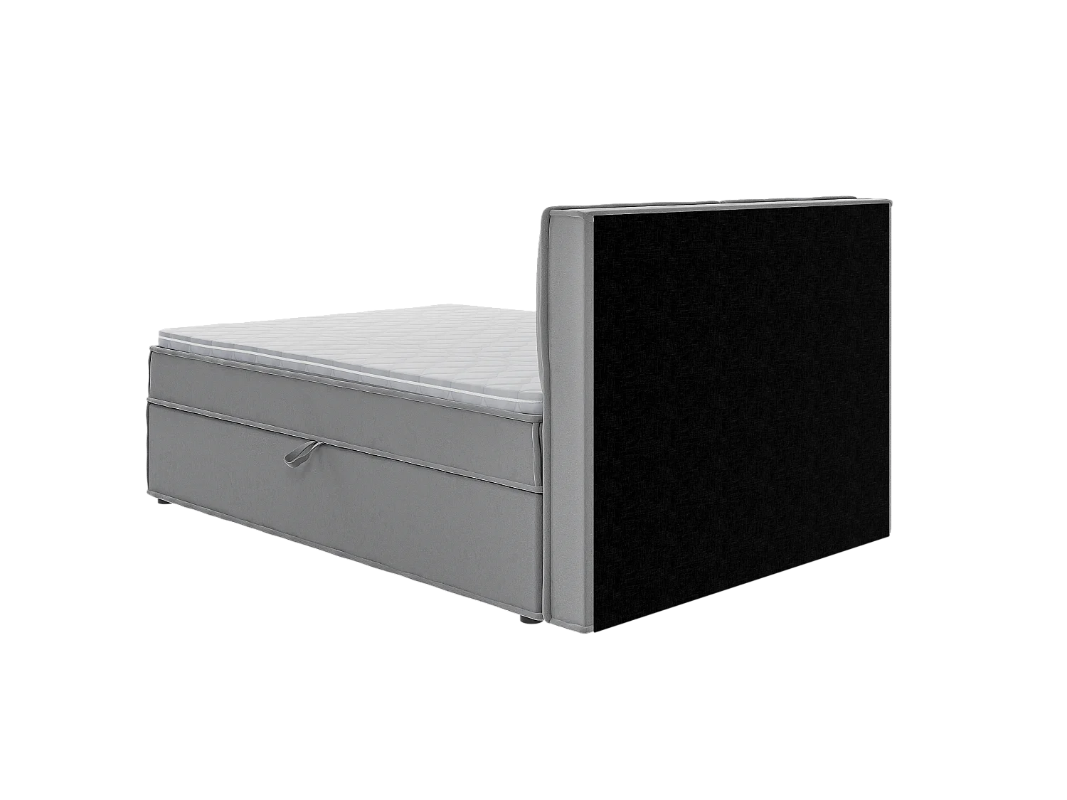 Dexter - Modernes Boxspringbett 140x200 mit Topper und Bettkästen aus Grau Luxusmicrofaser