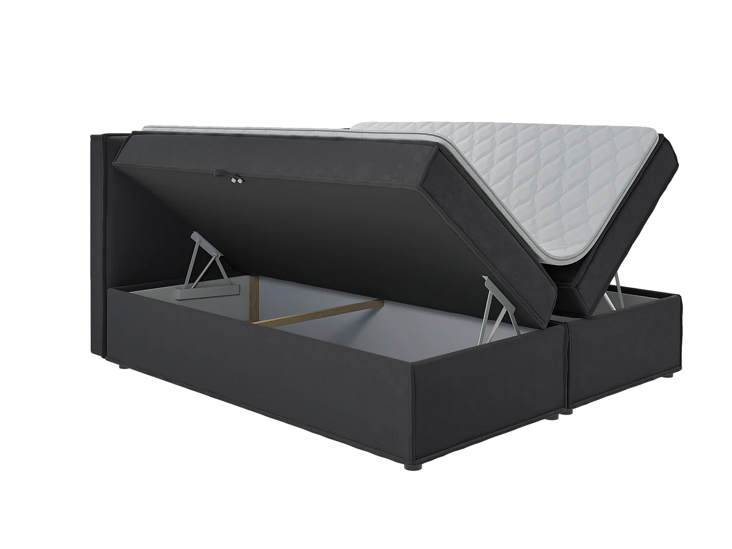 Dexter - Modernes Boxspringbett 180x200 mit Topper und Bettkästen aus Graphit Luxusmicrofaser