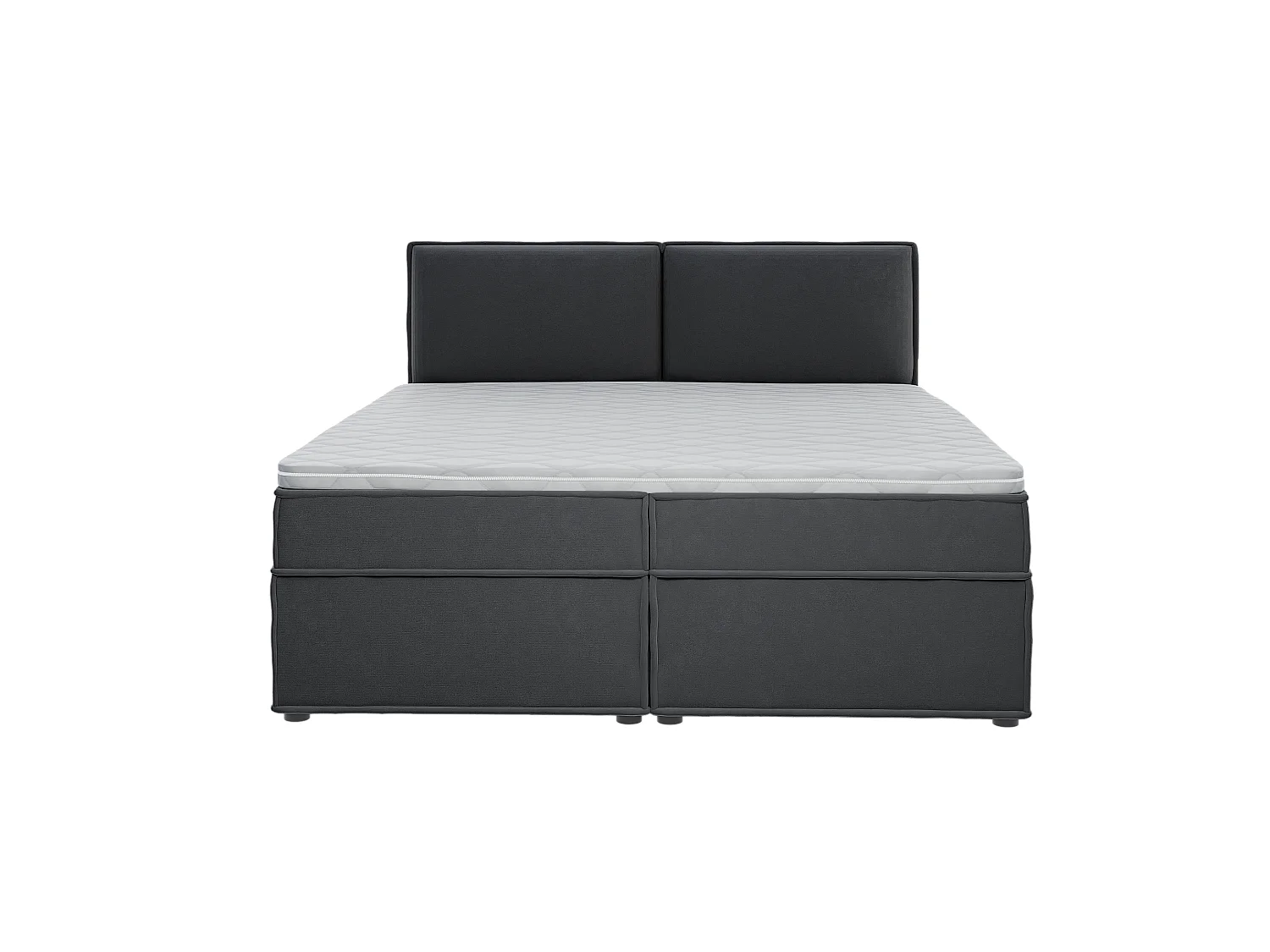Dexter - Modernes Boxspringbett 180x200 mit Topper und Bettkästen aus Graphit Luxusmicrofaser