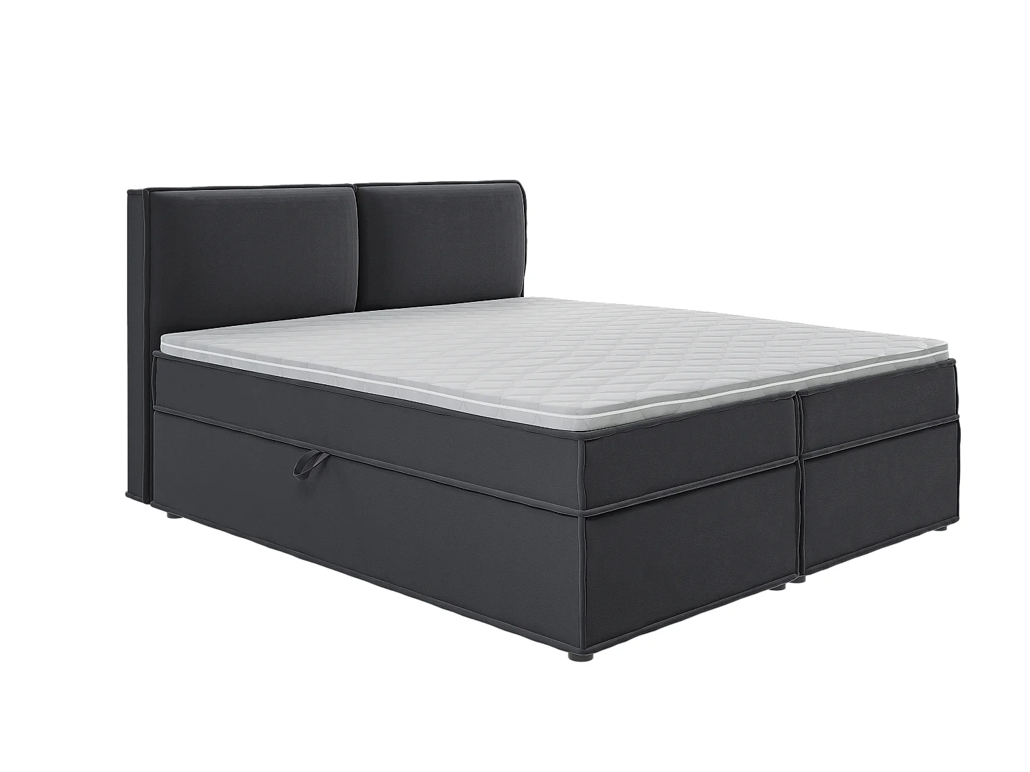 Dexter - Modernes Boxspringbett 180x200 mit Topper und Bettkästen aus Graphit Luxusmicrofaser
