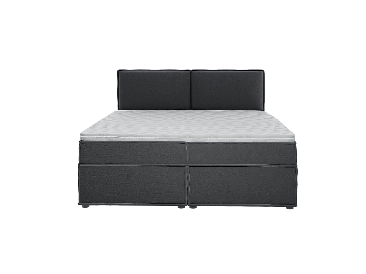 Dexter - Modernes Boxspringbett 180x200 mit Topper und Bettkästen aus Graphit Luxusmicrofaser