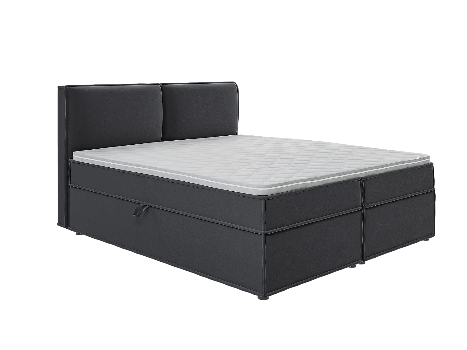Dexter - Modernes Boxspringbett 180x200 mit Topper und Bettkästen aus Graphit Luxusmicrofaser