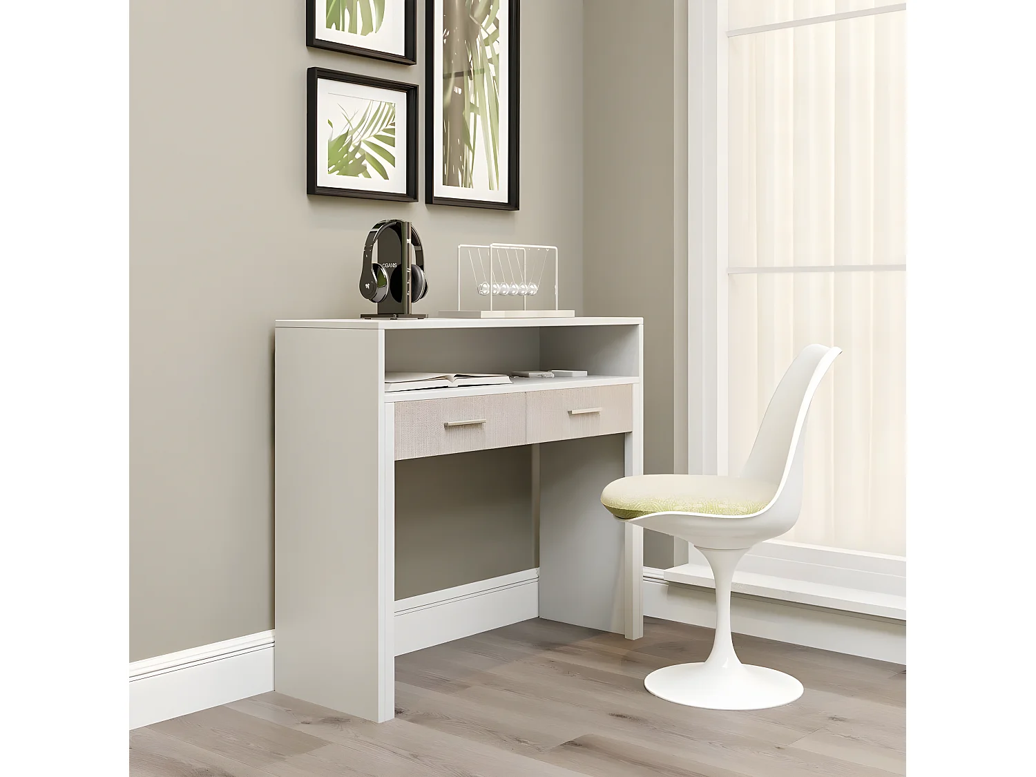 Mesa de oficina Kailua 192, Con cajones, Número de cajones: 2.00, 88x99x36cm, Blanco