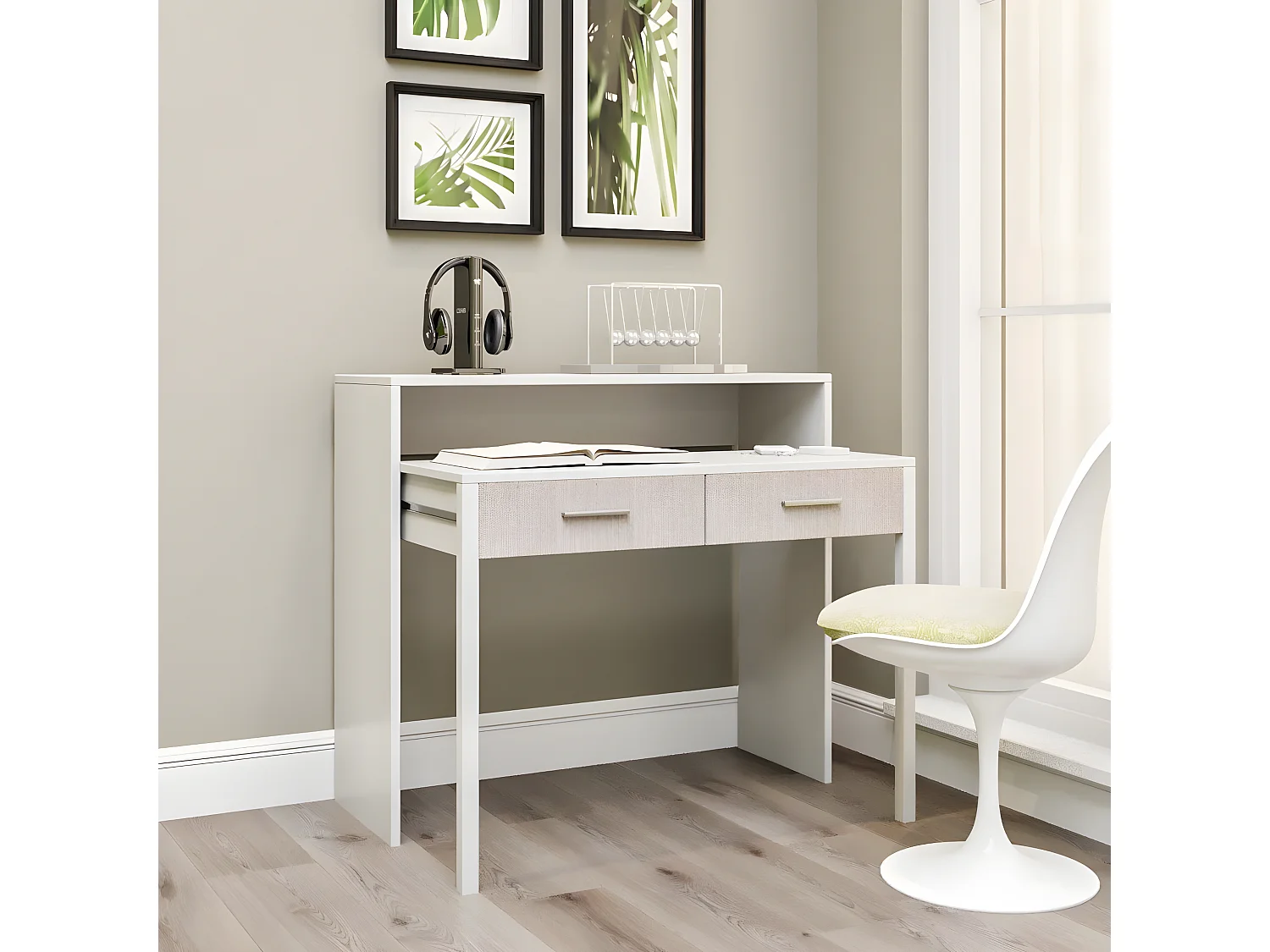 Mesa de oficina Kailua 192, Con cajones, Número de cajones: 2.00, 88x99x36cm, Blanco