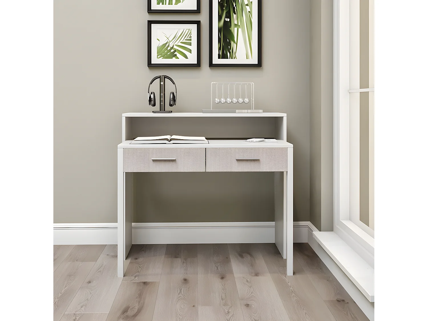 Mesa de oficina Kailua 192, Con cajones, Número de cajones: 2.00, 88x99x36cm, Blanco