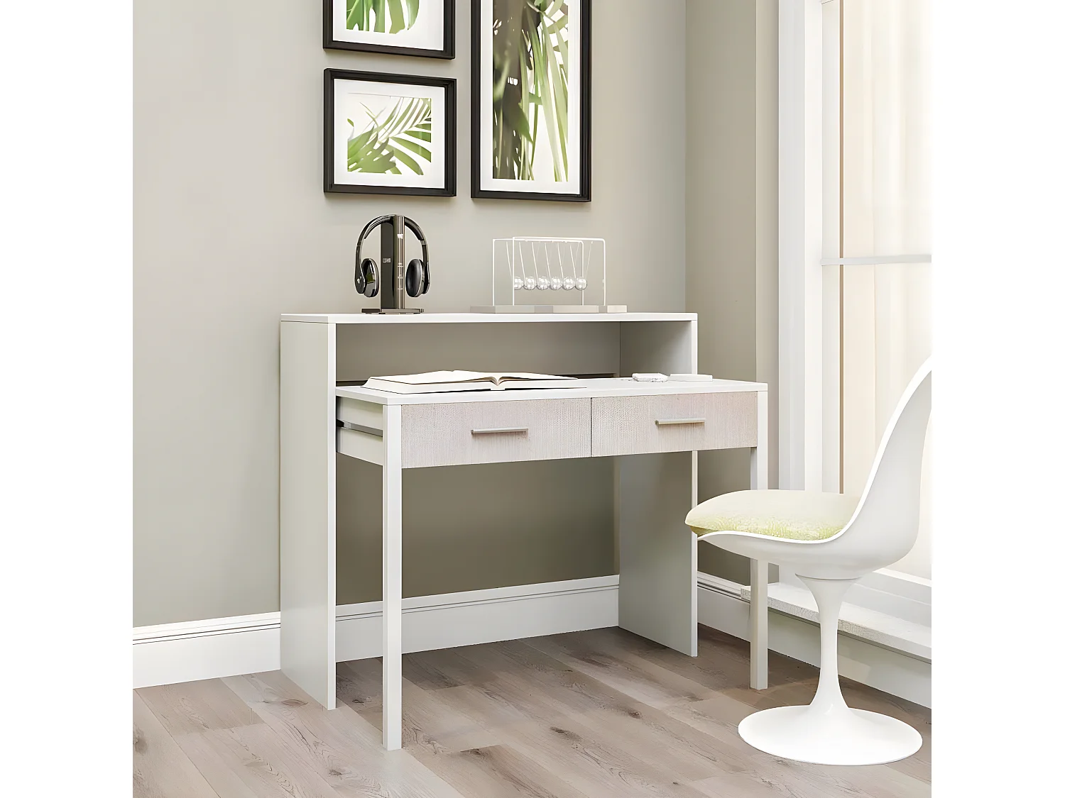 Mesa de oficina Kailua 192, Con cajones, Número de cajones: 2.00, 88x99x36cm, Blanco