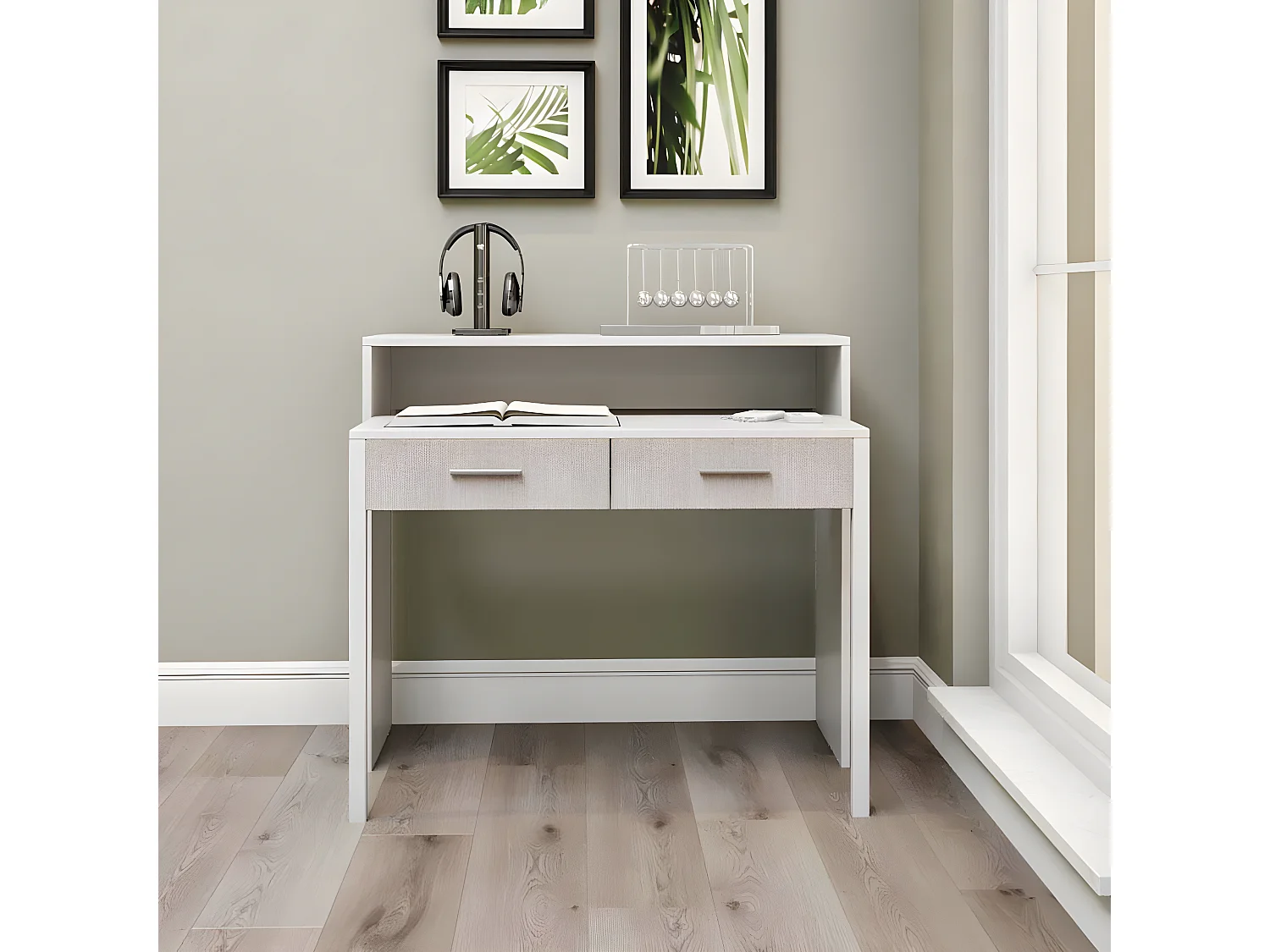 Mesa de oficina Kailua 192, Con cajones, Número de cajones: 2.00, 88x99x36cm, Blanco