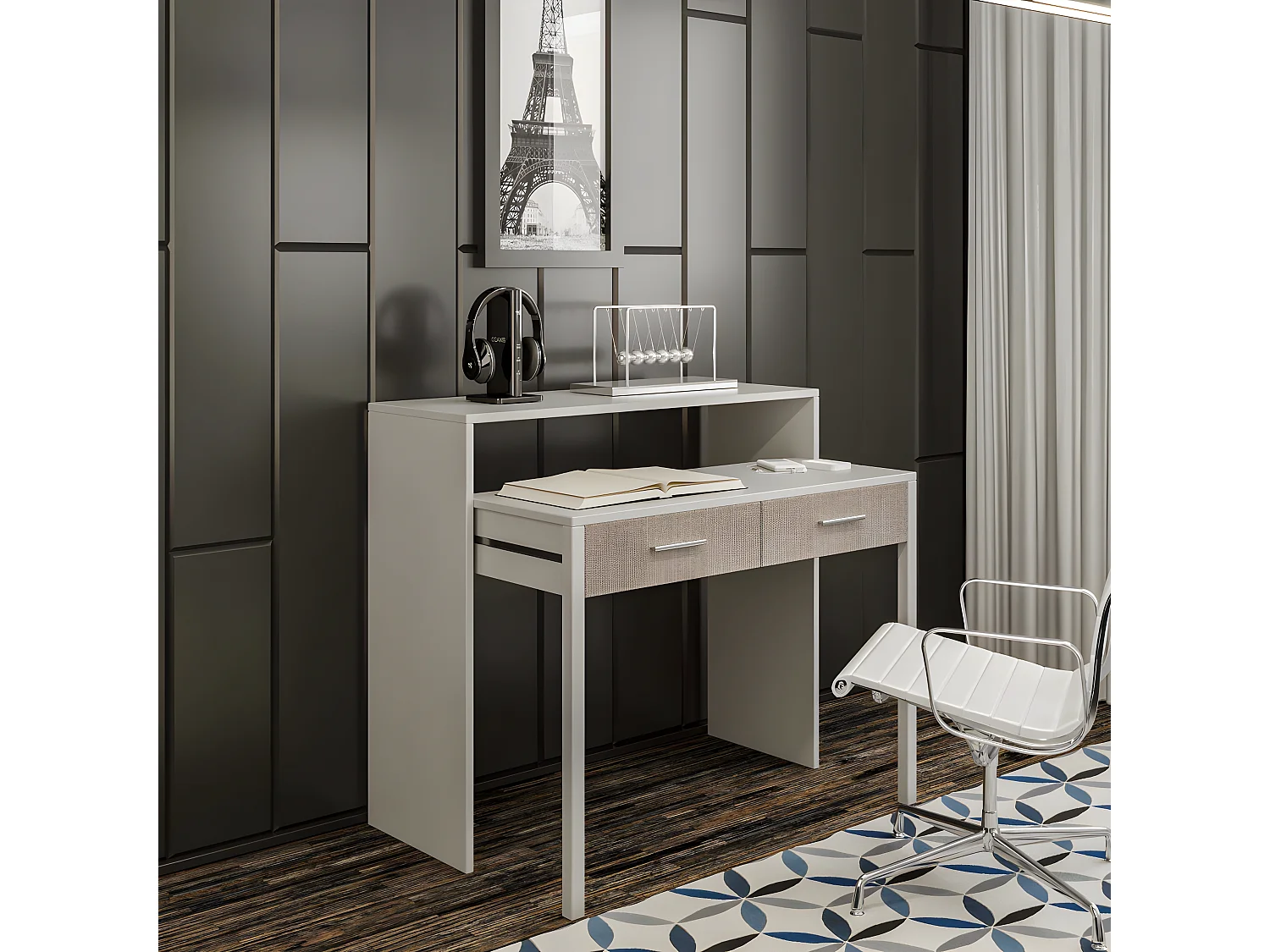Mesa de oficina Kailua 192, Con cajones, Número de cajones: 2.00, 88x99x36cm, Blanco