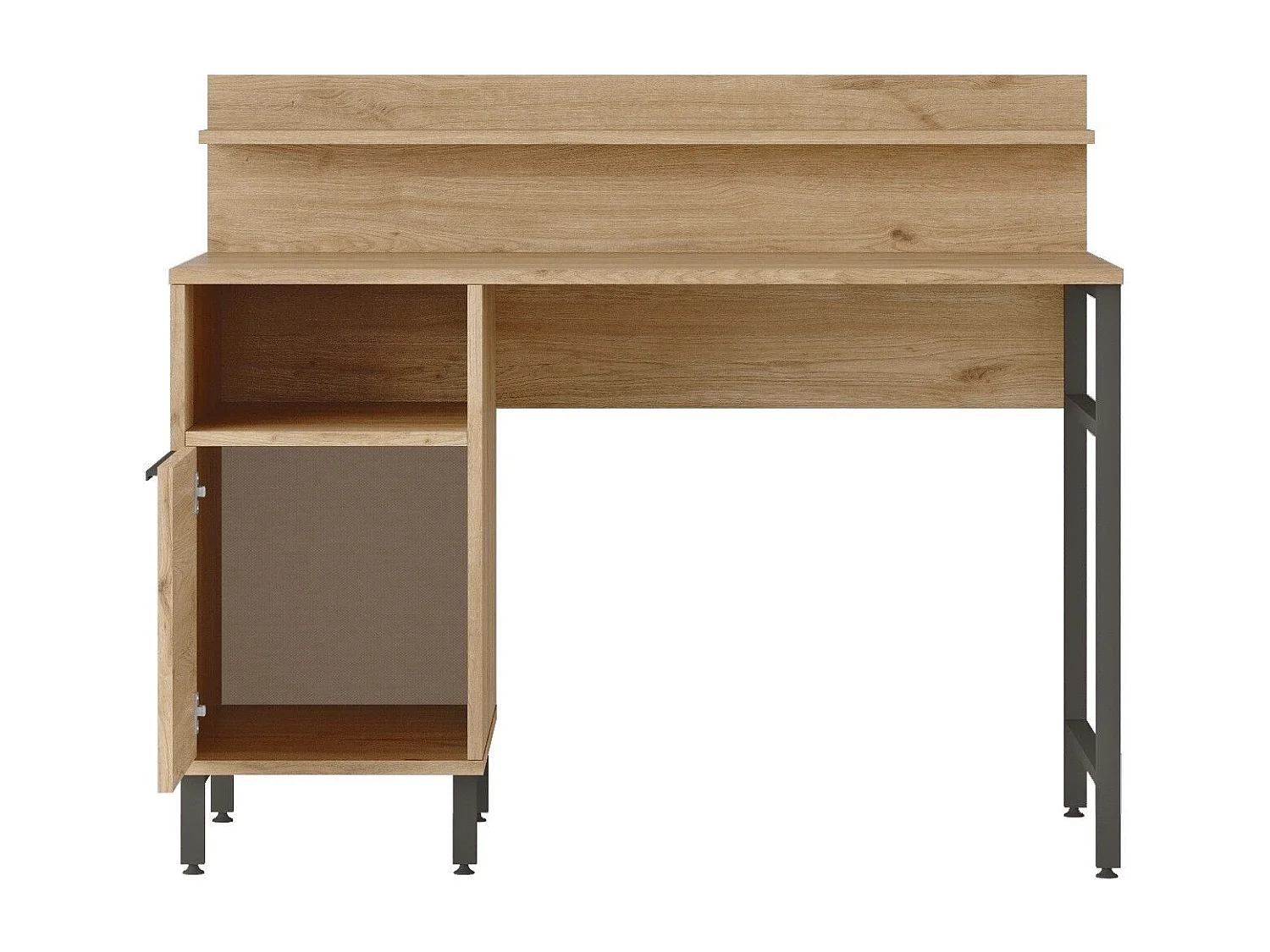 Bureau avec rangement et étagère Evelis L120cm Bois et Rotin clair