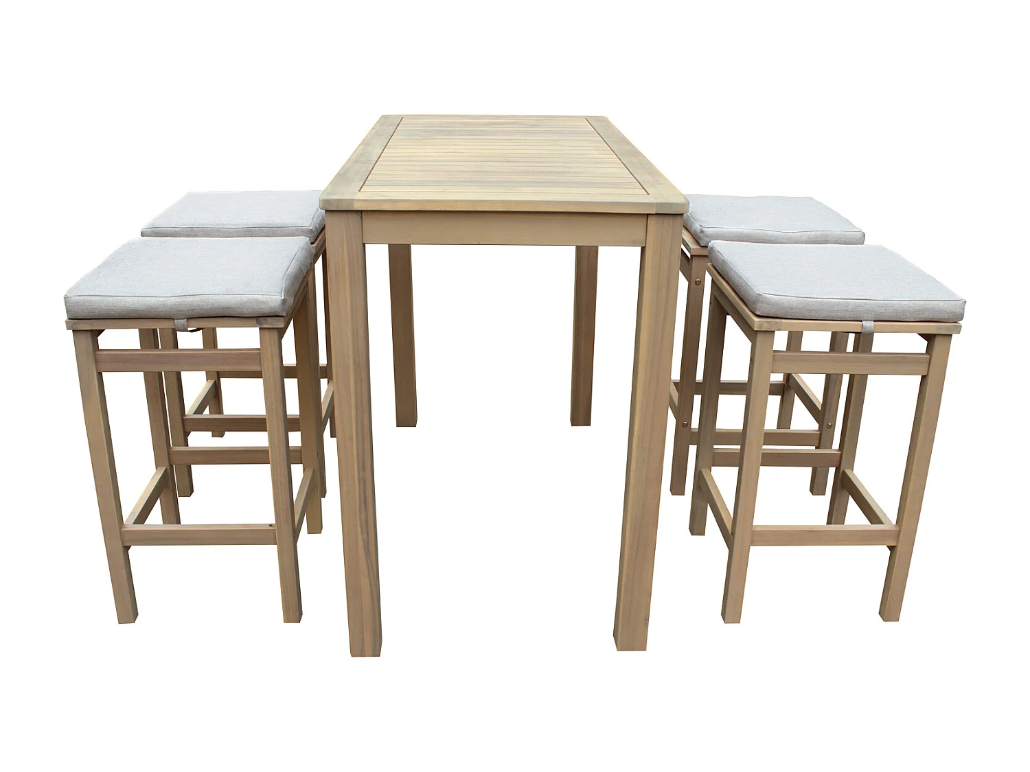 Mange debout ARUBA en acacia 4 places - coussins sable - HAPPY GARDEN