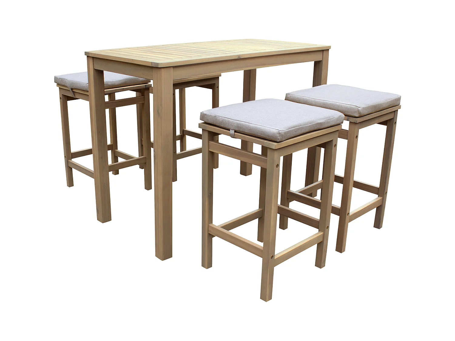 Mange debout ARUBA en acacia 4 places - coussins sable - HAPPY GARDEN