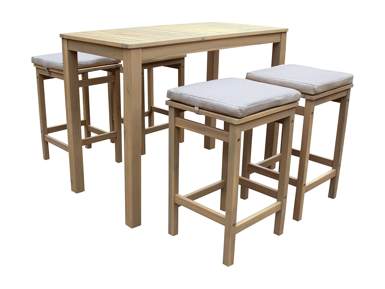 Mange debout ARUBA en acacia 4 places - coussins sable - HAPPY GARDEN