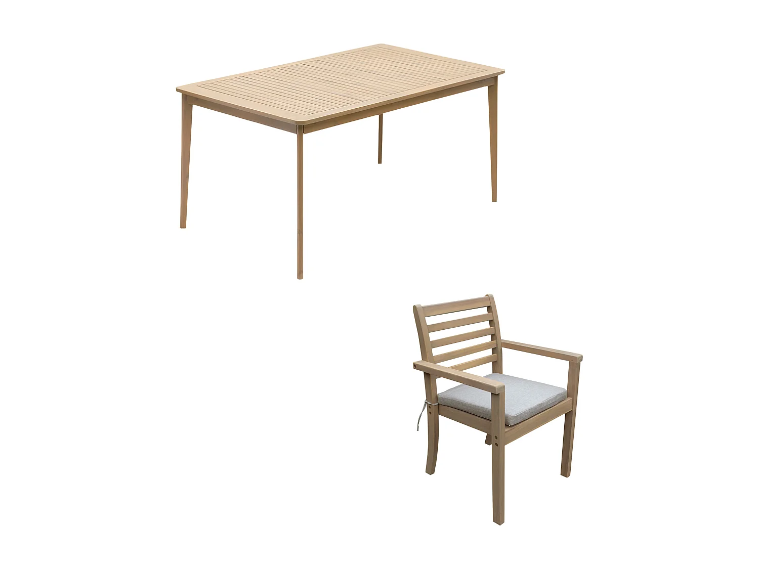 Salon de jardin SIMILAN en acacia 6 places - coussins sable - HAPPY GARDEN