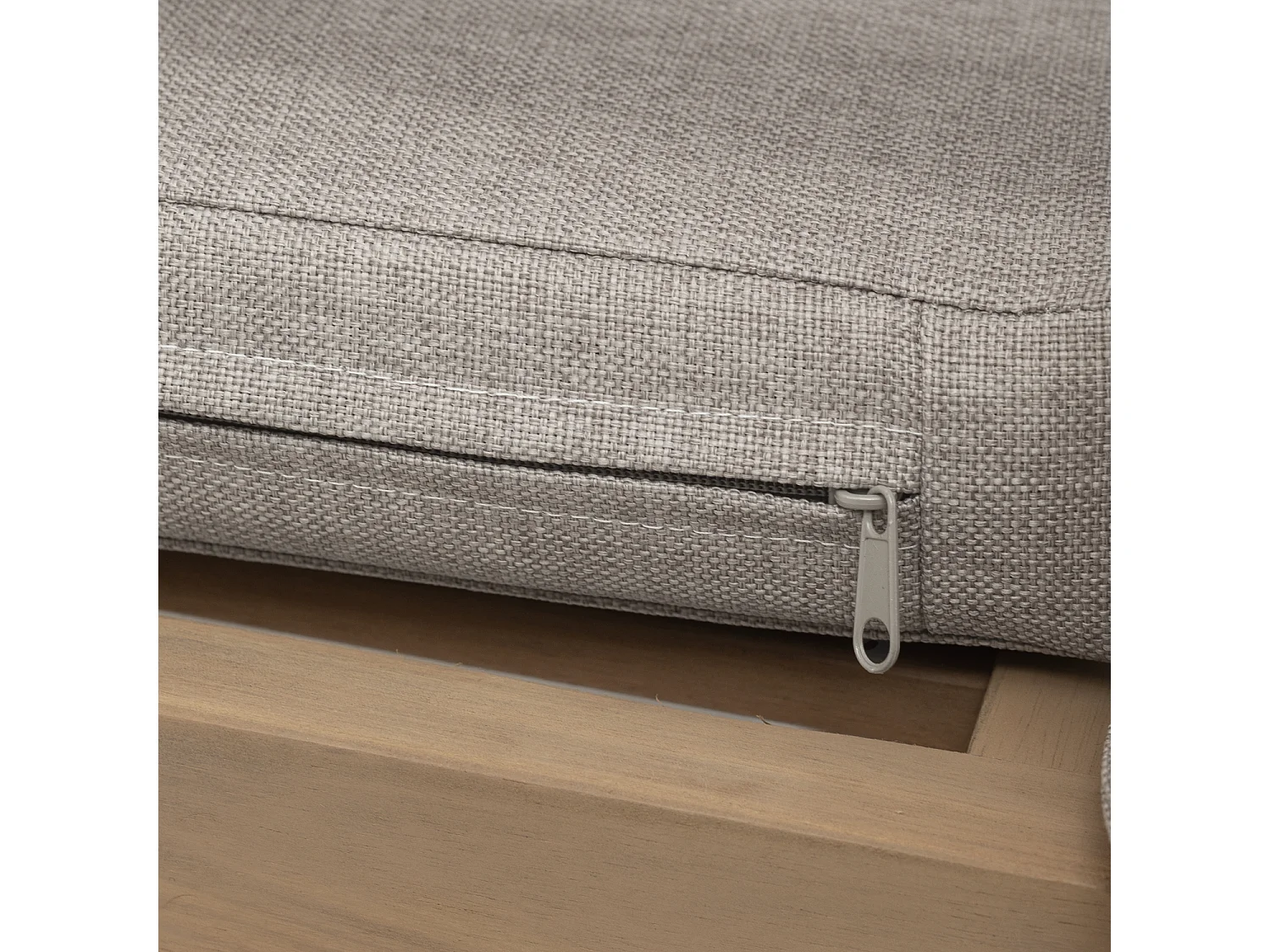 Salon de jardin SIMILAN en acacia 6 places - coussins sable - HAPPY GARDEN