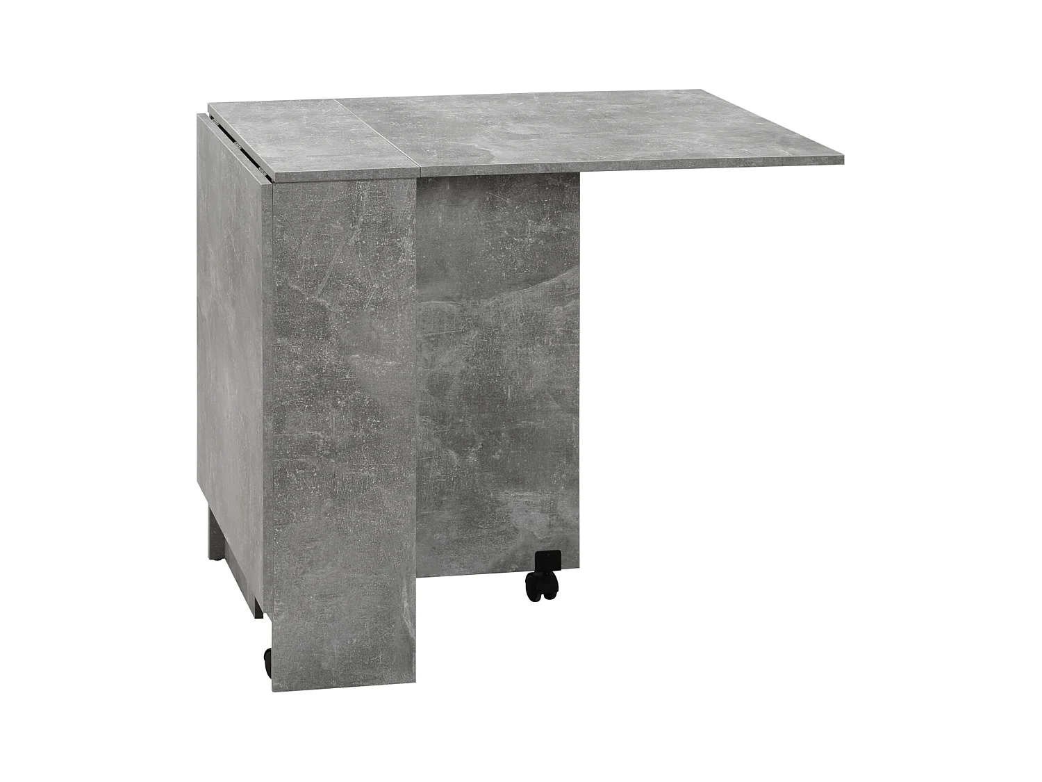 Table pliante sur roulettes 140L x 75l x 74H cm 2 étagères intégrées panneaux effet béton ciré