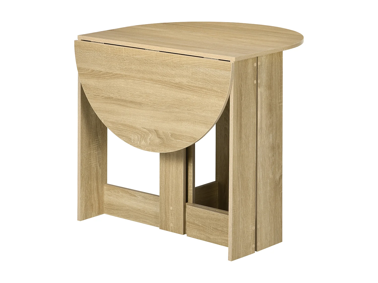 Table pliable de cuisine salle à manger 2 abattants - table ovale extensible - panneaux particules bois clair