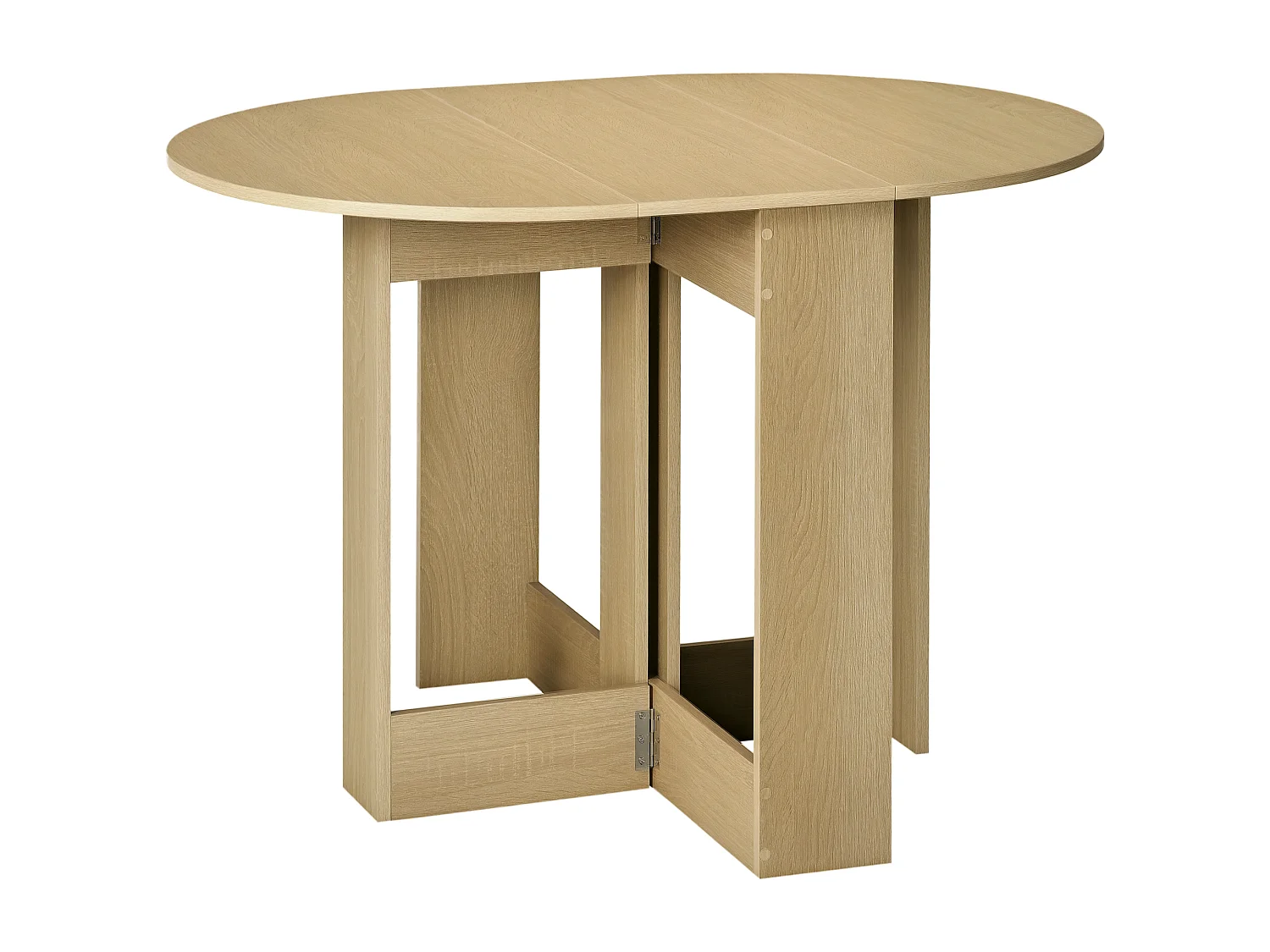 Table pliable de cuisine salle à manger 2 abattants - table ovale extensible - panneaux particules bois clair