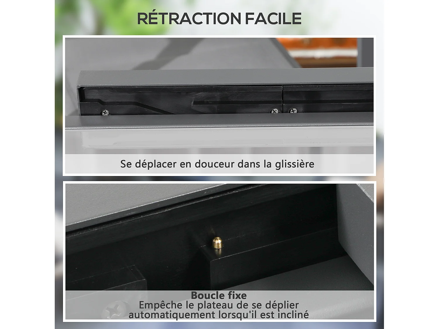 Table extensible de jardin grande taille dim. dépliées 160L x 80l x 75H cm alu métal époxy anthracite plateau verre trempé transparent