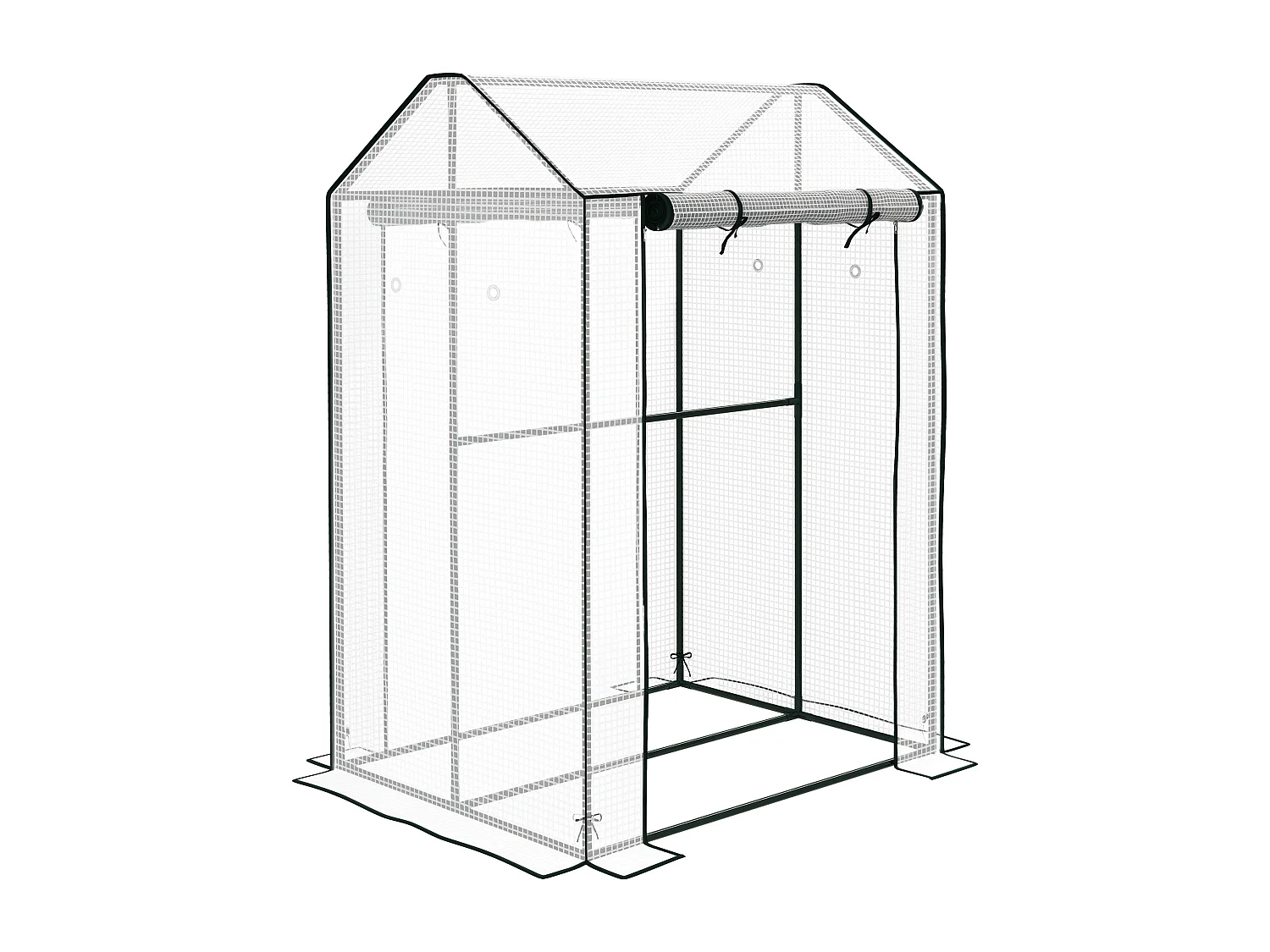 Serre de jardin 0,8 m² - 2 espaces, 2 portes enroulables - acier PE transparent