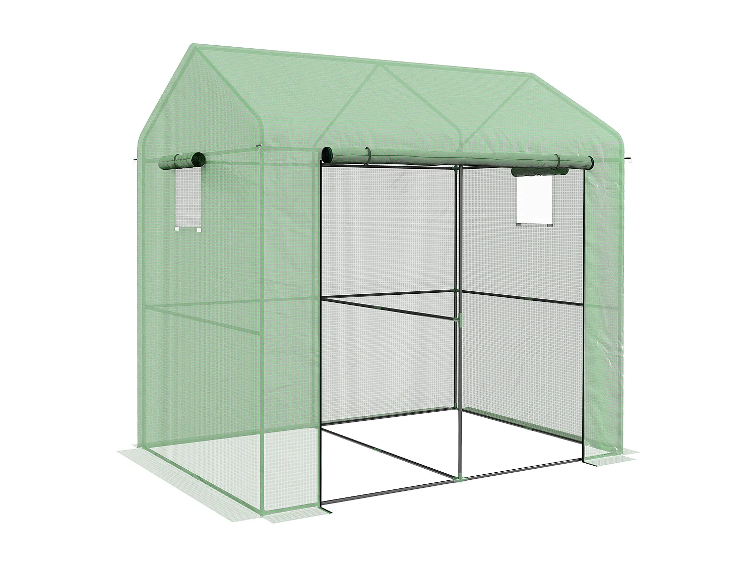 Serre de jardin 2,8 m² porte zippée 2 fenêtres acier PE vert