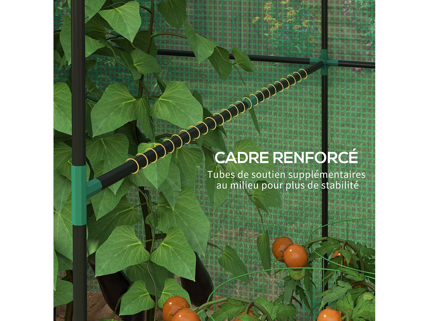 Serre de jardin 2,8 m² porte zippée 2 fenêtres acier PE vert