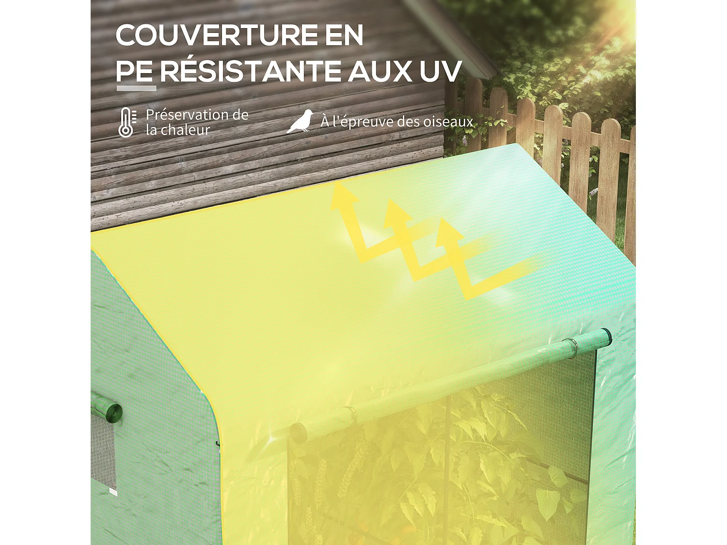 Serre de jardin 2,8 m² porte zippée 2 fenêtres acier PE vert