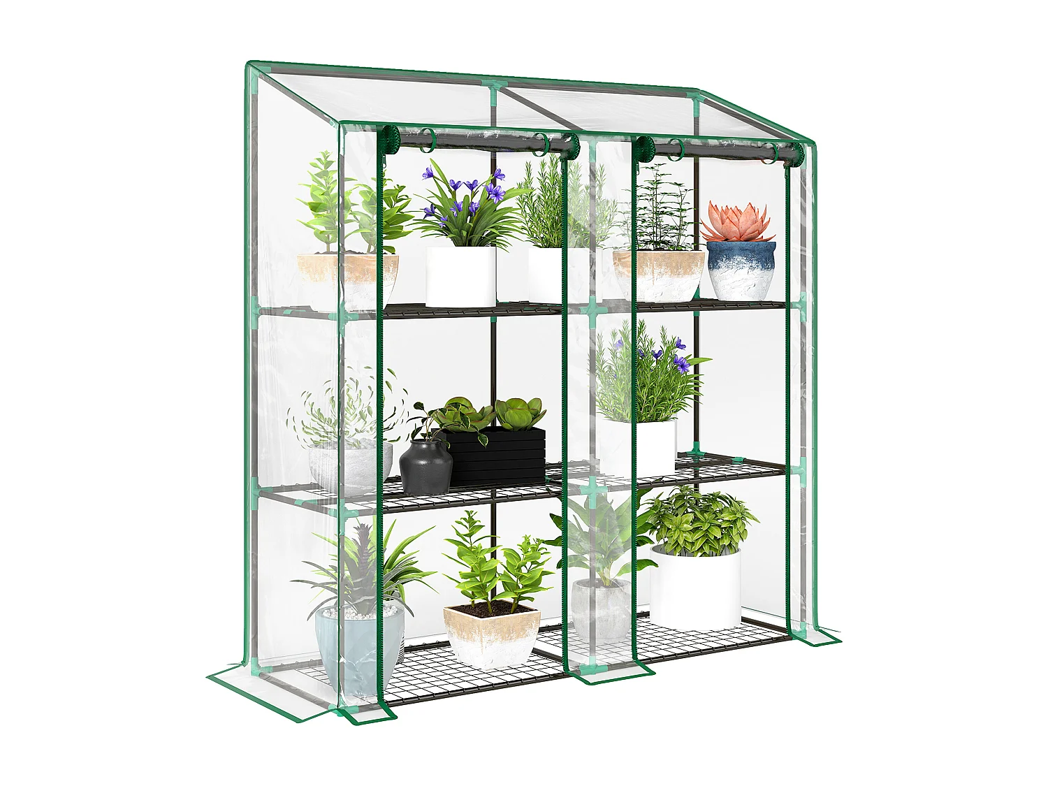 Mini serre de jardin 3 niveaux 2 portes 6 étagères