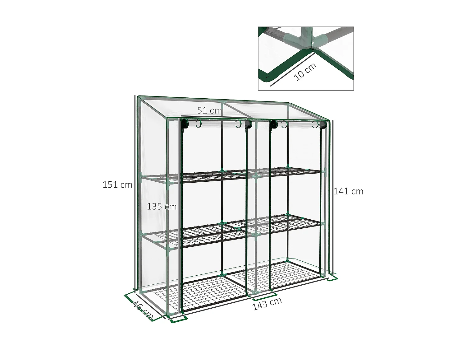 Mini serre de jardin 3 niveaux 2 portes 6 étagères