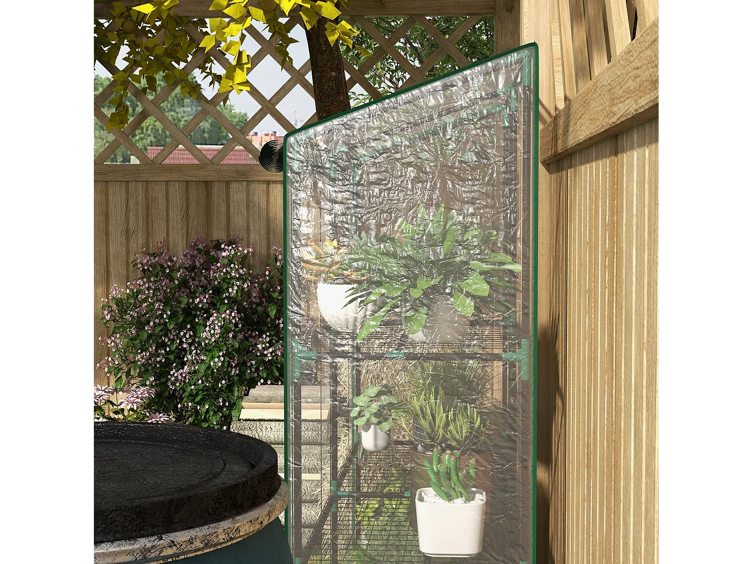 Mini serre de jardin 3 niveaux 2 portes 6 étagères