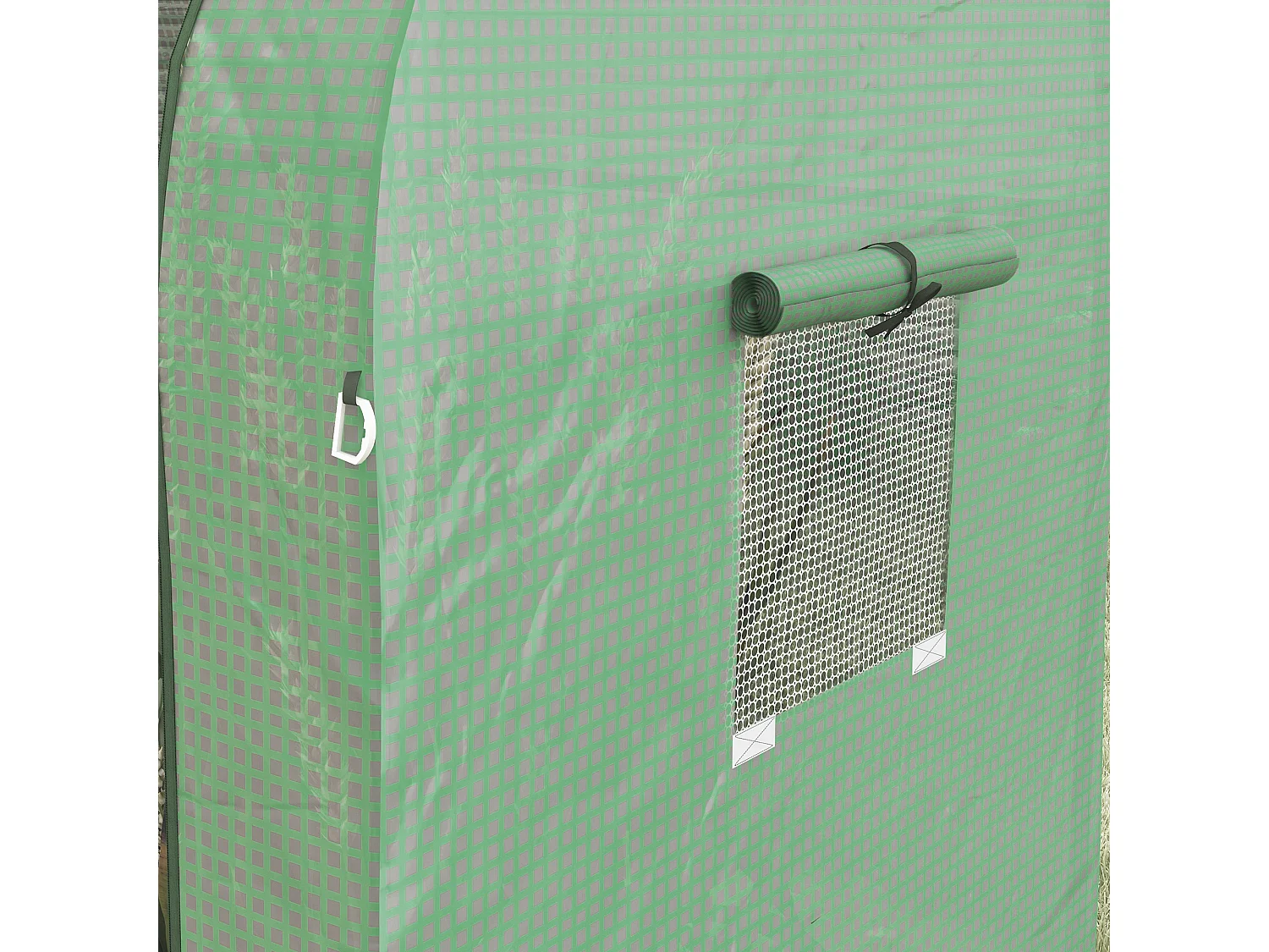 Serre de jardin 1,8 m² 2 portes zippées 4 fenêtres acier PE vert