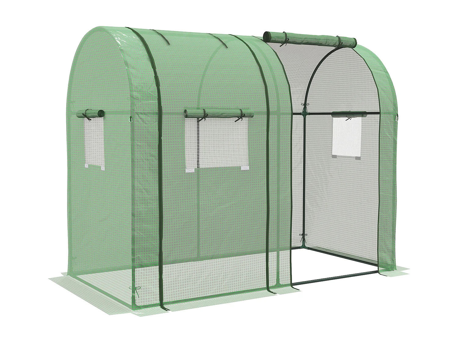 Serre de jardin 1,8 m² 2 portes zippées 4 fenêtres acier PE vert