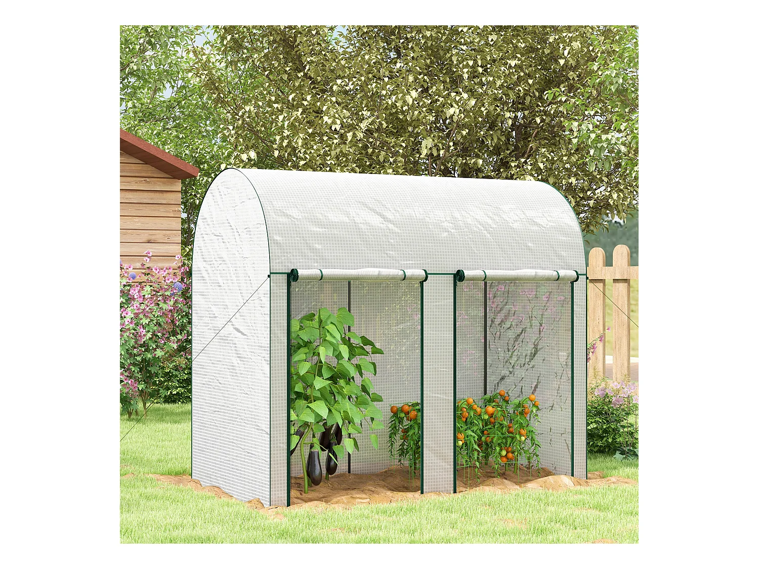 Serre de jardin 2 m² serre à tomates 2 portes acier PE blanc