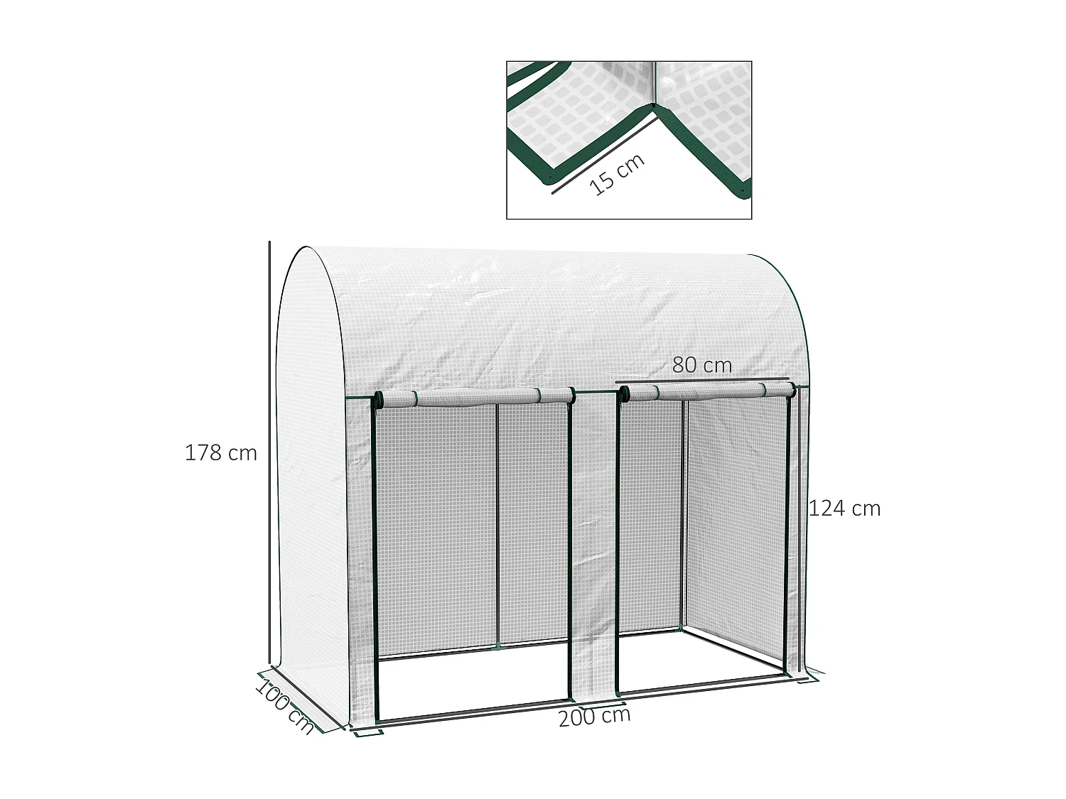 Serre de jardin 2 m² serre à tomates 2 portes acier PE blanc