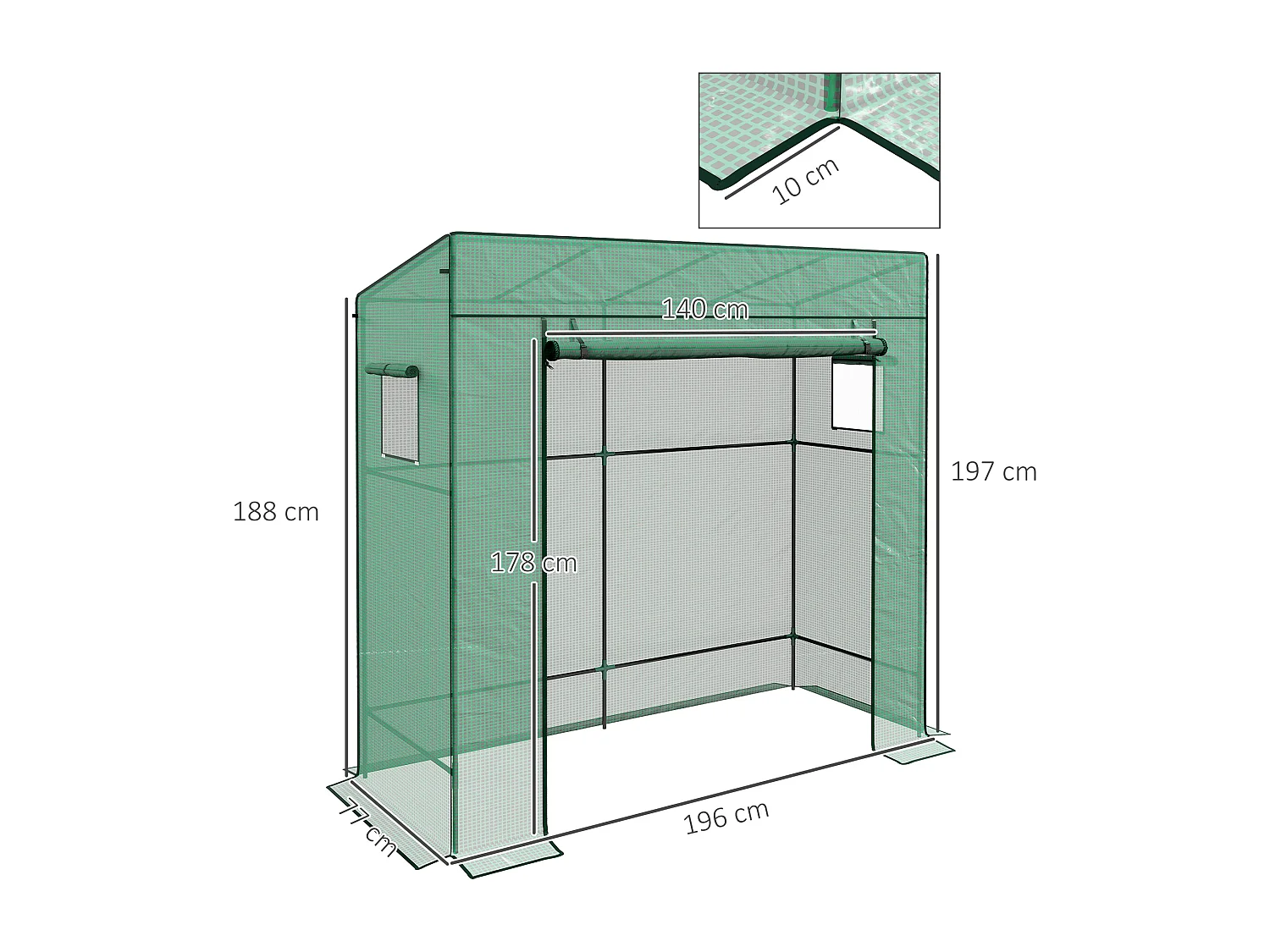 Serre de jardin murale serre adossée porte 2 fenêtres