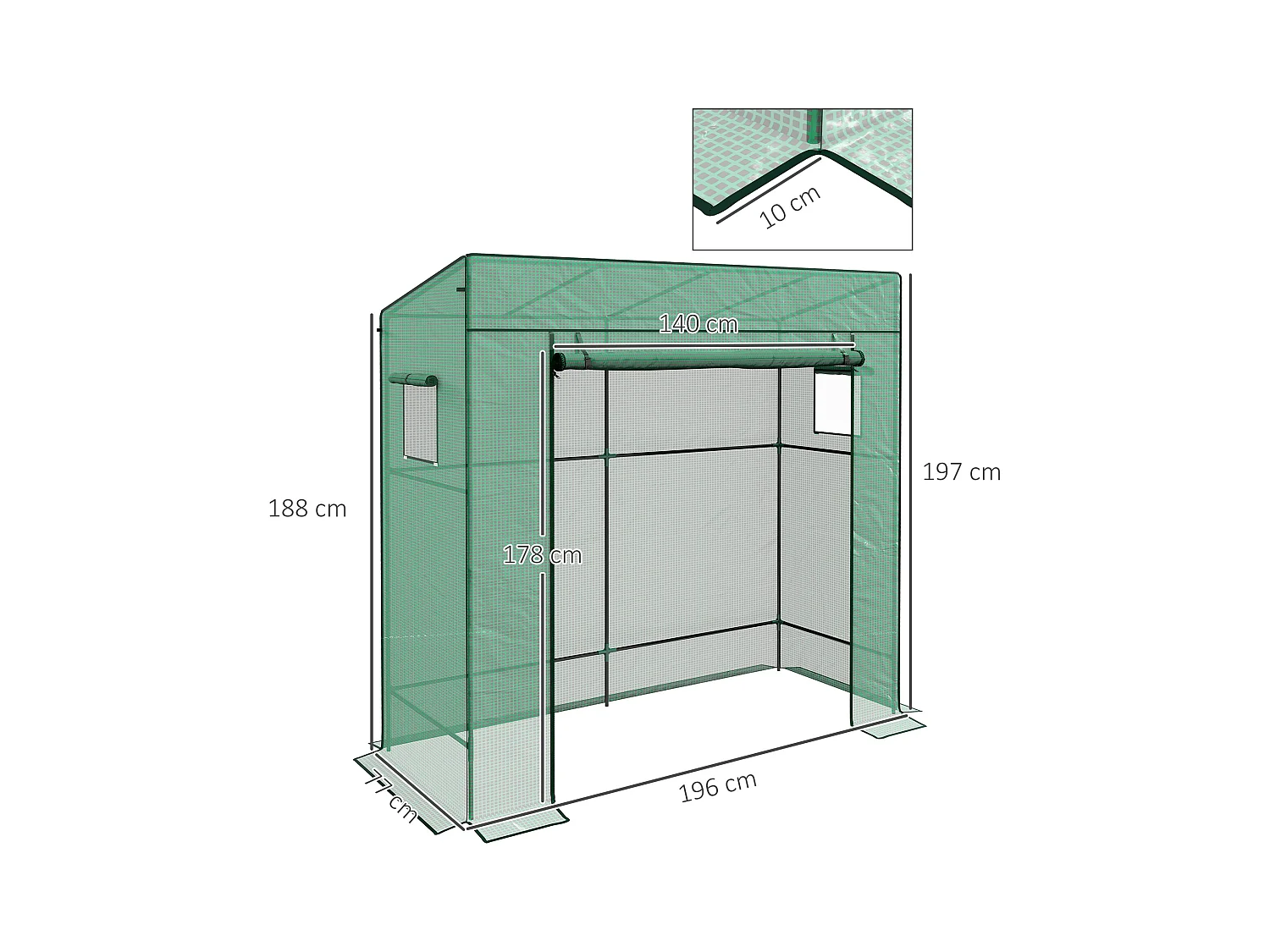 Serre de jardin murale serre adossée porte 2 fenêtres