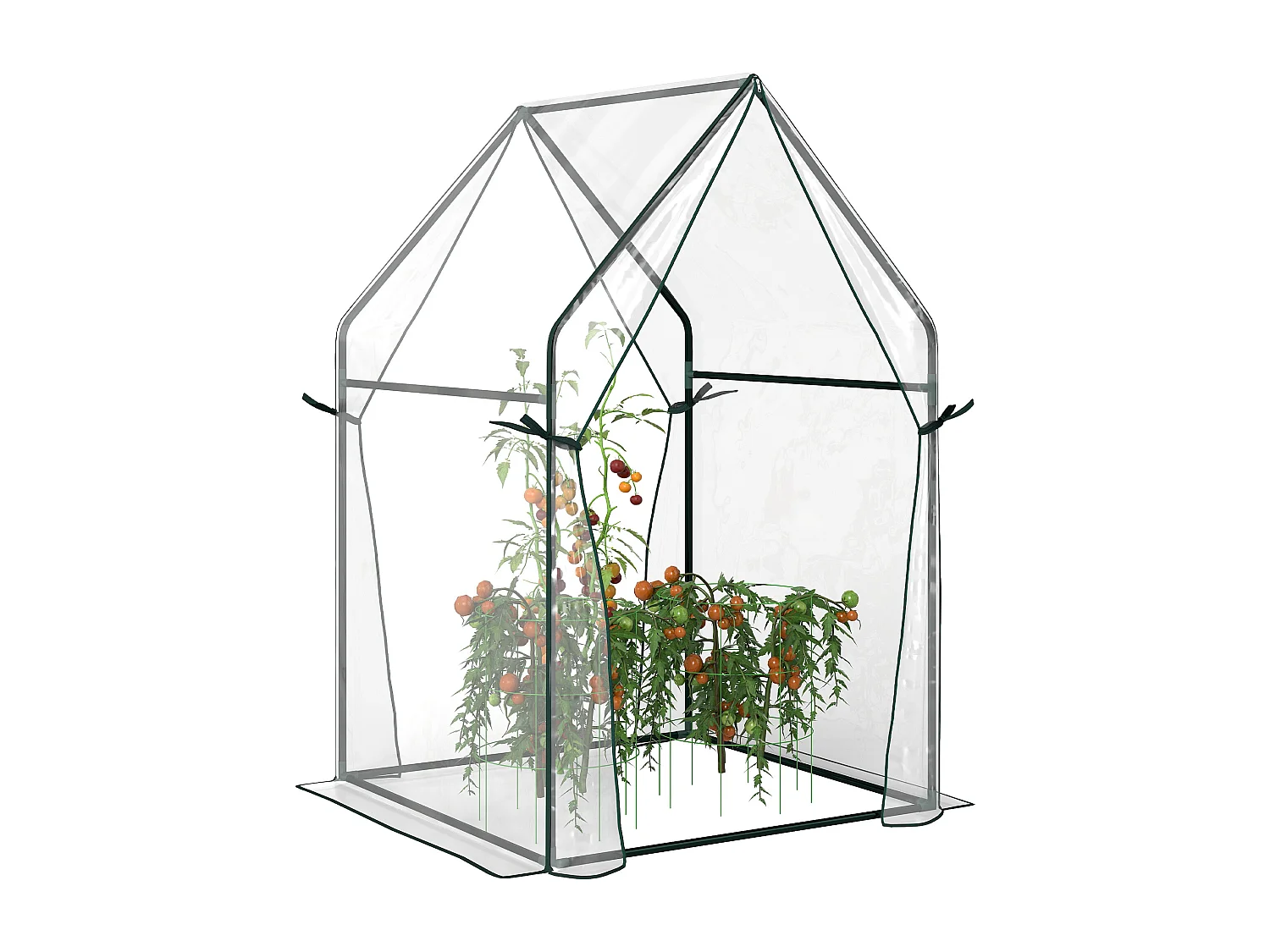 Serre de jardin balcon terrasse serre pour tomates 0,9L x 0,9l x 1,45H m double porte acier PVC transparent vert