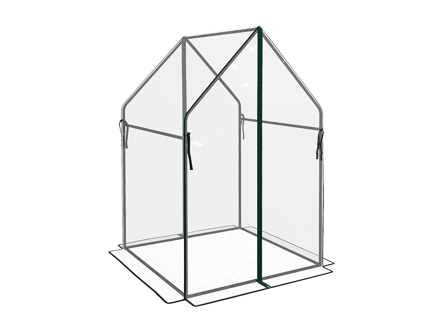 Serre de jardin balcon terrasse serre pour tomates 0,9L x 0,9l x 1,45H m double porte acier PVC transparent vert