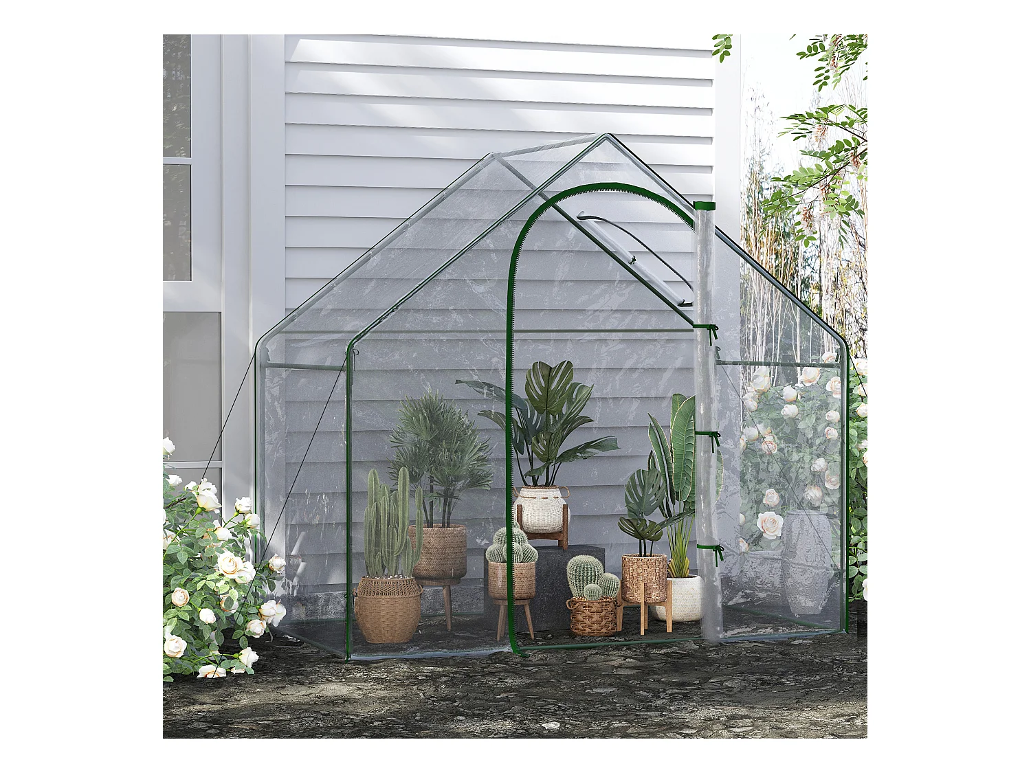 Serre de jardin balcon terrasse serre pour tomates 1,8L x 1l x 1,68H m acier PE imperméable transparent