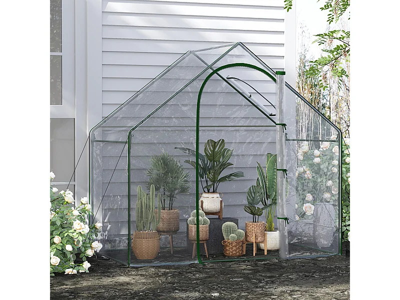 Serre de jardin balcon terrasse serre pour tomates 1,8L x 1l x 1,68H m acier PE imperméable transparent