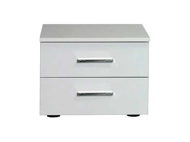 Lot de 2 tables de chevet SENA – 2 tiroirs – Blanc brillant – Style moderne