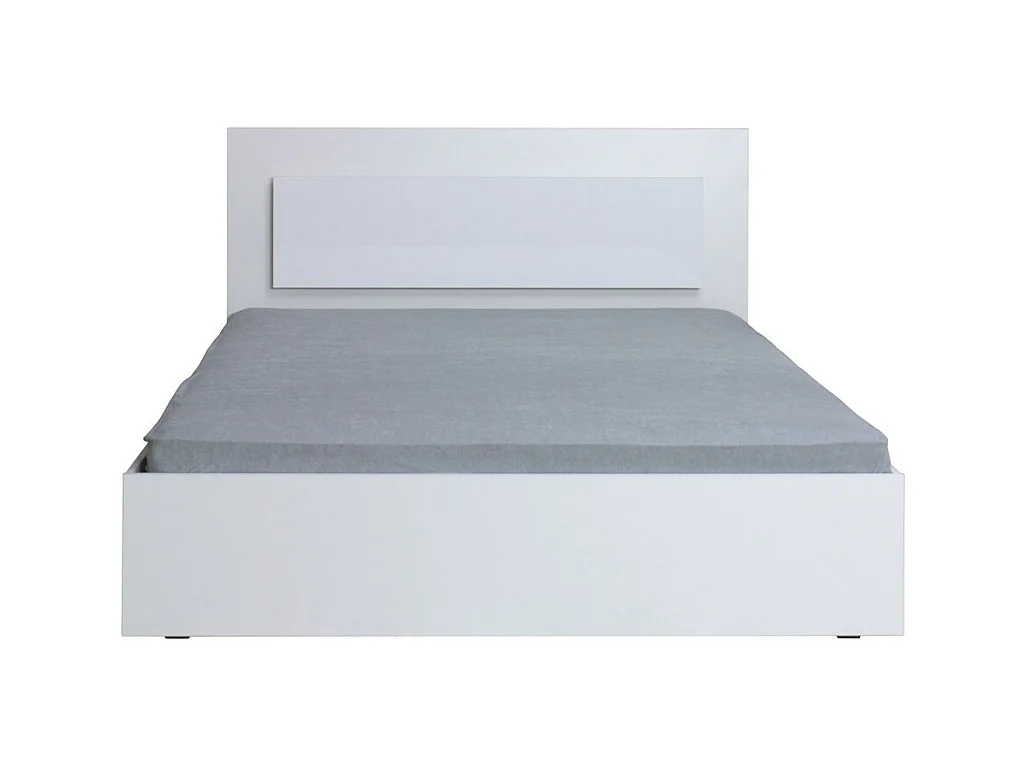 Lit SENA – Lit 2 places 160x200 cm avec tête de lit et LED intégrées – Coloris blanc brillant